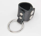Love In Leather Steel Cock Ring With Ball Stretcher - Default Title - Cock Rings